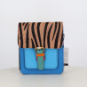 Petit sac Soruka bleu à rabat zèbre